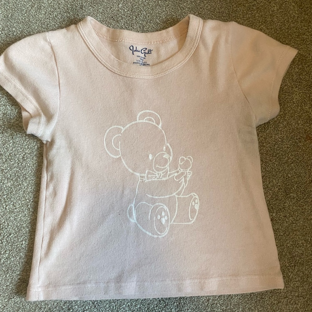 Brandy Melville Light Pink Bear Graphic Tee